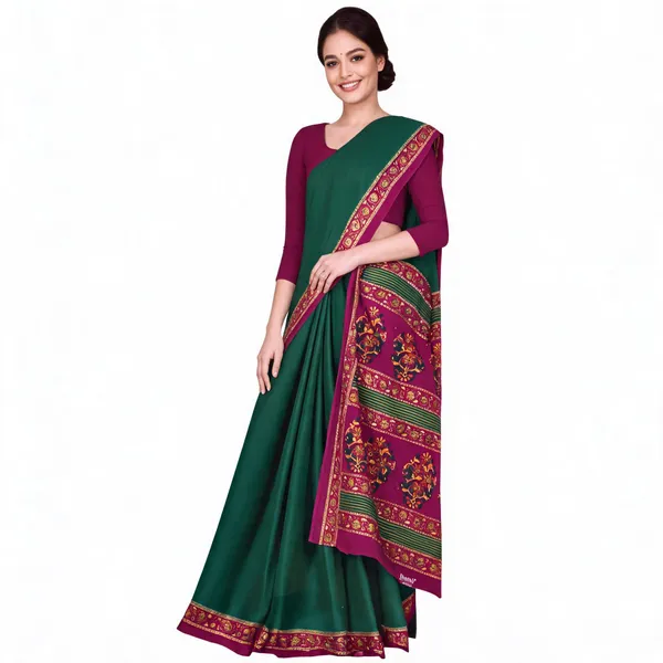 Green_Pure_Cotton_Printed_Saree_For_Women