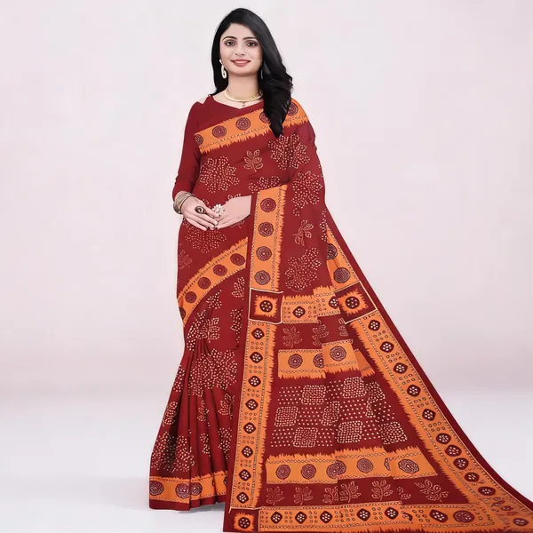 Maroon_Pure_Cotton_Printed_Saree_For_Women