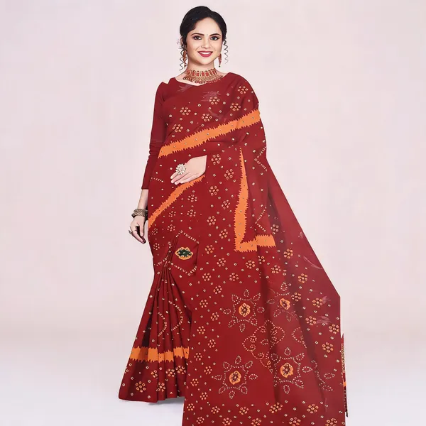 Maroon_Pure_Cotton_Printed_Saree_For_Women