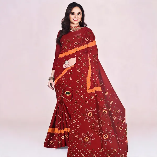 Maroon_Pure_Cotton_Printed_Saree_For_Women