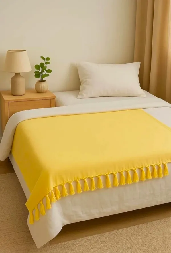 Yellow_Decorative_Tassel_Throw_Blanket