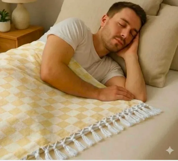 Yellow_Cream_Checkered_Tassel_Throw_Blanket