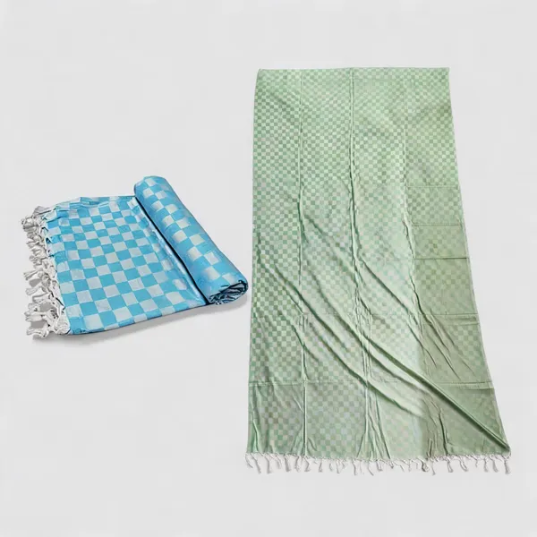 Checkered_Viscose_Silk_Blanket_Combo