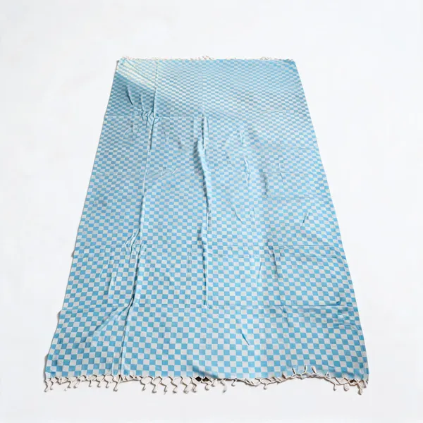 Cotton_Bedroom_Checkered_Light_Blue_Fringed_Blanket