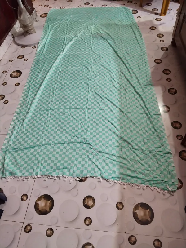 Green_Casual_Checkered_Pattern_Bedsheet