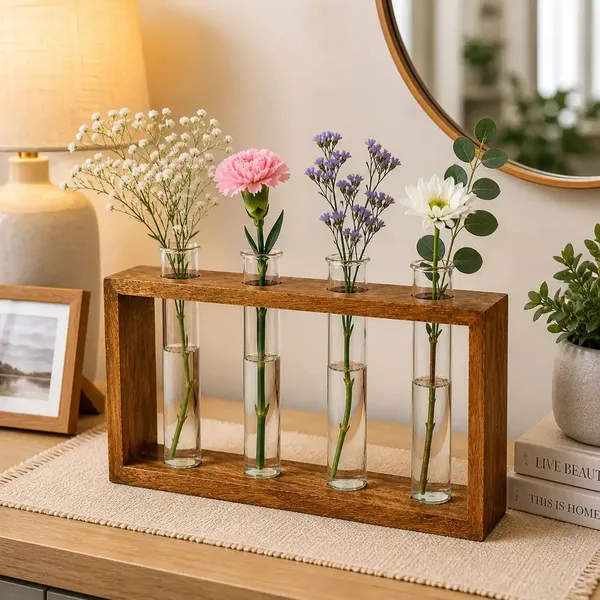 Mango_Wood_Minimalist_Glass_Tube_Flower_Vase