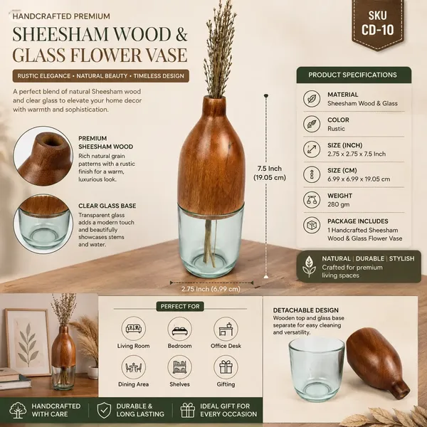 Sheesham_Wood_Rustic_Glass_Flower_Vase