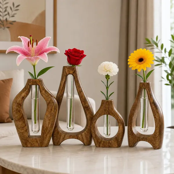 Wooden_Modern_Set_Of_4_Flower_Vases