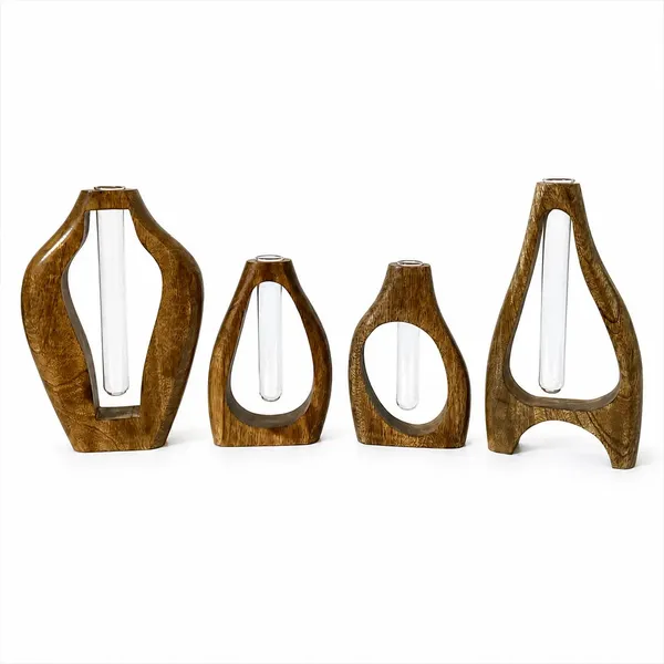 Wooden_Modern_Set_Of_4_Flower_Vases