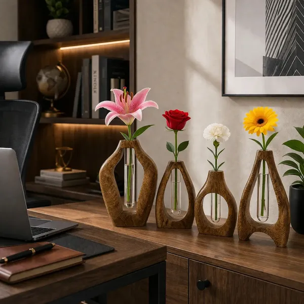 Wooden_Modern_Set_Of_4_Flower_Vases