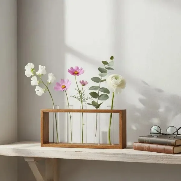 Mango_Wood_Minimalist_Glass_Tube_Flower_Vase