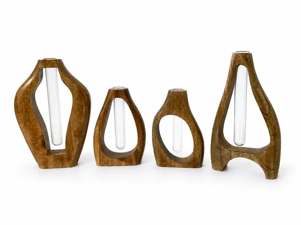 Mango_Wood_Modern_Set_Of_4_Flower_Vases