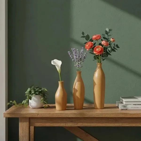 Wooden_Finish_Decorative_Vase_Set_With_Dried_Floral_Stems