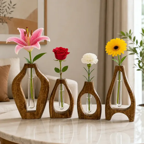 Wooden_Modern_Set_Of_4_Flower_Vases