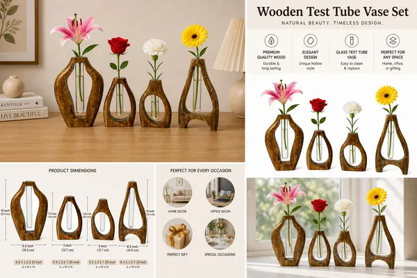Mango_Wood_Modern_Set_Of_4_Flower_Vases
