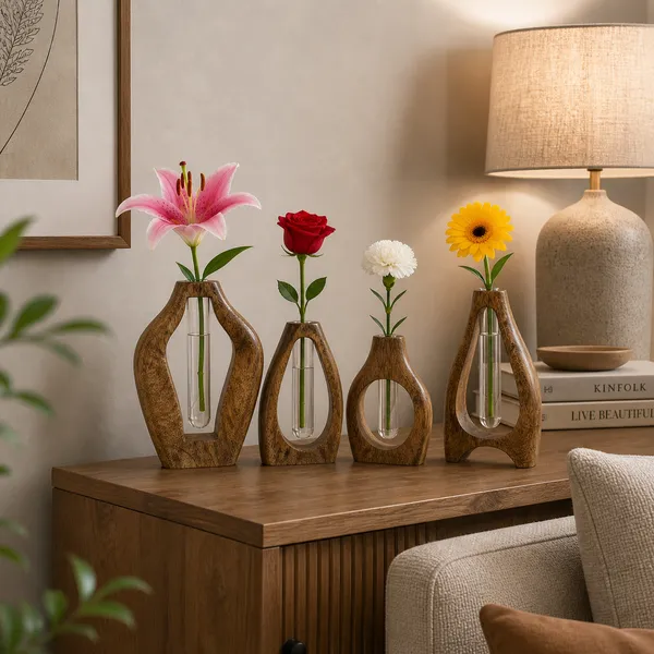 Mango_Wood_Modern_Set_Of_4_Flower_Vases