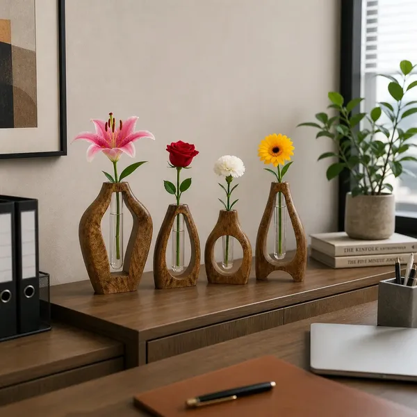Wooden_Modern_Set_Of_4_Flower_Vases