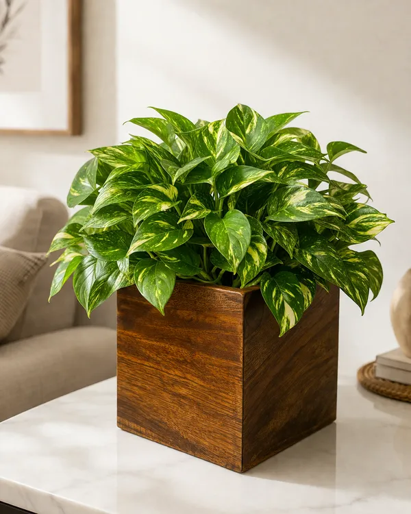 Mango_Wood_Natural_Finish_Square_Planter_Pot