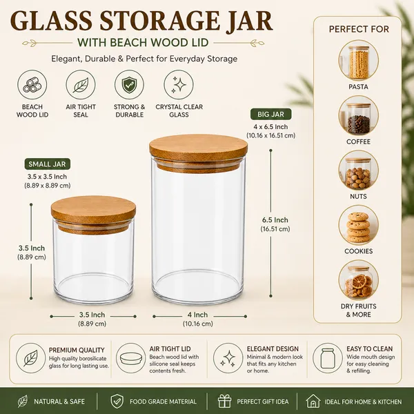 Glass_Modern_Clear_Storage_Jar_Set_With_Beach_Wood_Lids
