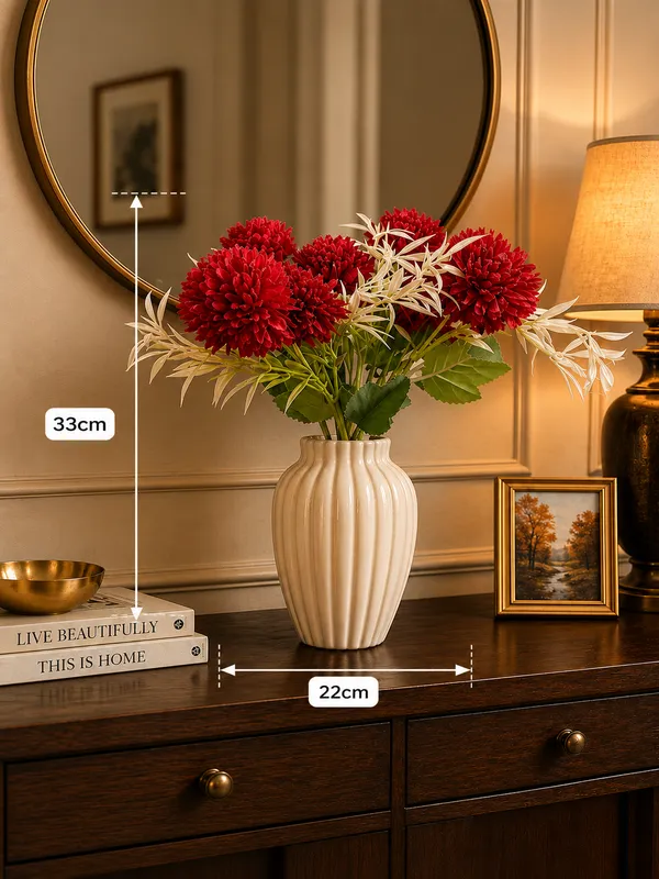 Plastic_Decor_Red_Floral_Arrangement_Artificial_Plant_With__Pack_Of_2