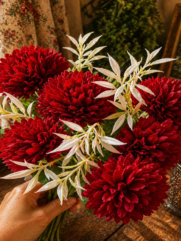 Plastic_Decor_Red_Floral_Arrangement_Artificial_Plant_With__Pack_Of_2