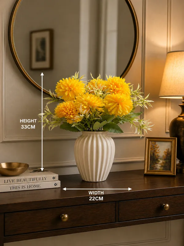 Plastic_Decor_Yellow_Floral_Arrangement_Artificial_Plant_With__Pack_Of_2