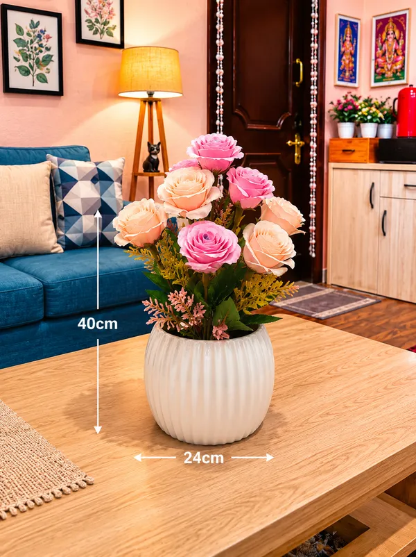 Plastic_Decor_Pink_Peach_Rose_Artificial_Flower_Bouquet_Pack_Of_2