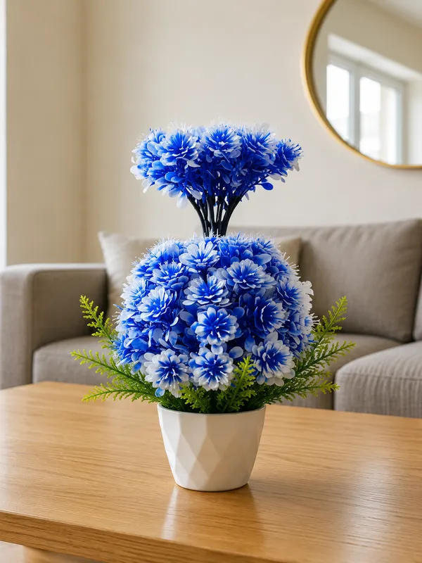 Plastic_Decor_Blue_White_Floral_Artificial_Plant
