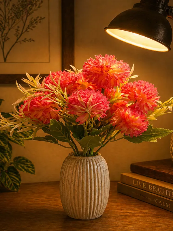 Plastic_Decor_Red_Coral_Dahlia_Artificial_Flower_Bouquet_Pack_Of_2