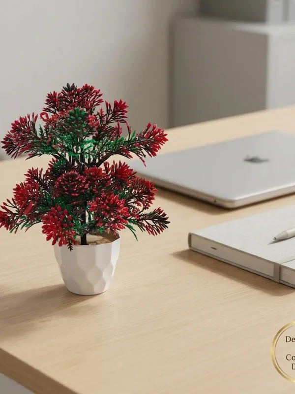 Plastic_Decor_Red_Green_Foliage_Artificial_Plant_With_Pot_Pack_Of_2