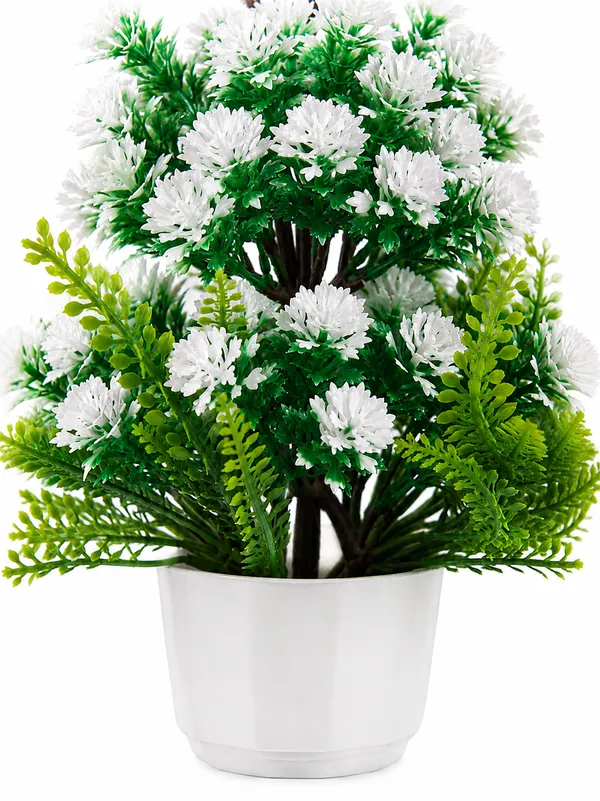 Plastic_Decor_White_Green_Floral_Potted_Artificial_Plant