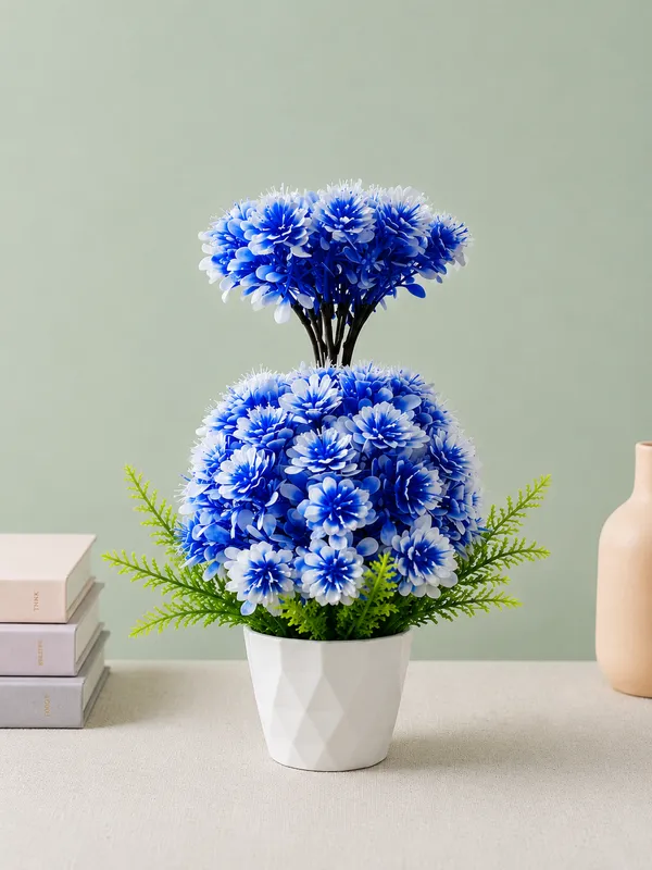 Plastic_Decor_Blue_White_Floral_Artificial_Plant