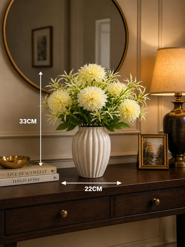 Plastic_Decor_White_Green_Chrysanthemum_Artificial_Flower_Bouquet_Pack_Of_2