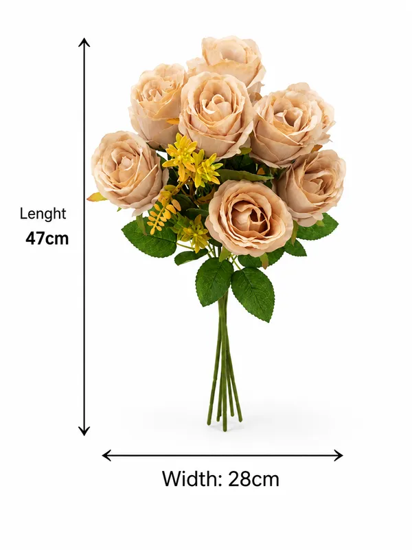 Plastic_Decor_Beige_Rose_Artificial_Flower_Bouquet