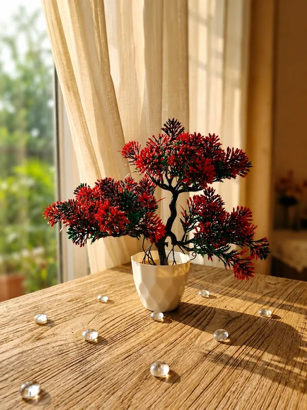 Plastic_Decor_Red_Green_Bonsai_Artificial_Plant_With_Pot_Pack_Of_2