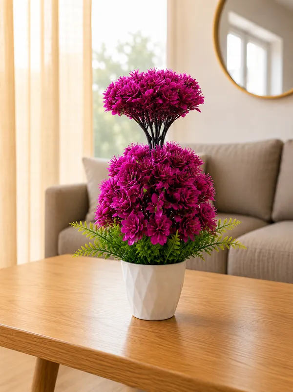 Plastic_Decor_Purple_Green_Floral_Bonsai_Artificial_Plant