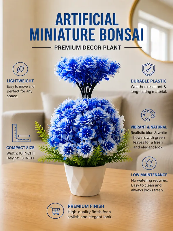 Plastic_Decor_Blue_White_Floral_Artificial_Plant