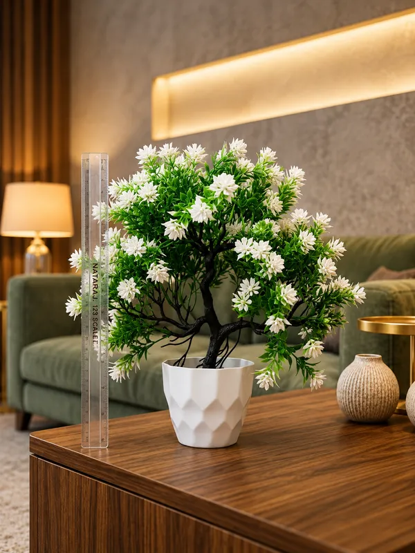 Plastic_Decor_White_Green_Foliage_Artificial_Plant_With_Pot_Pack_Of_2