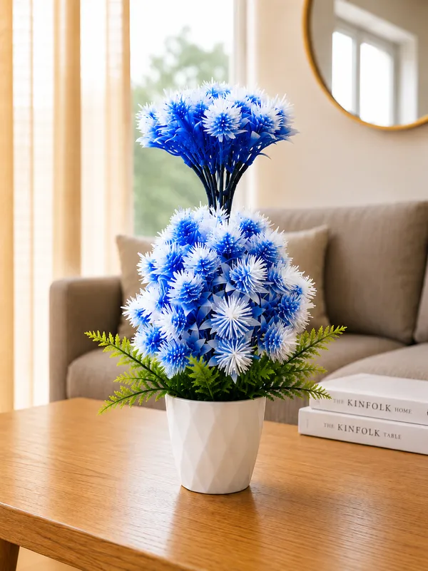 Plastic_Decor_Blue_White_Floral_Potted_Artificial_Plant