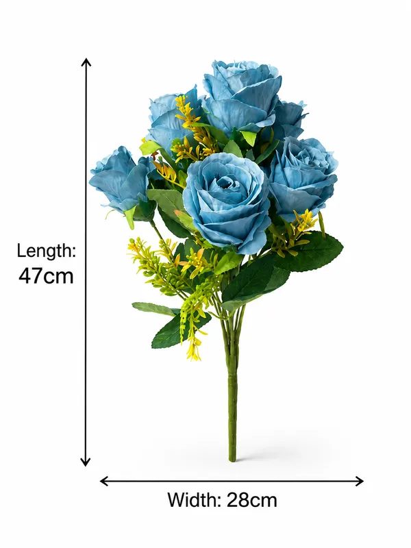 Plastic_Decor_Blue_Rose_Artificial_Flower_Bouquet