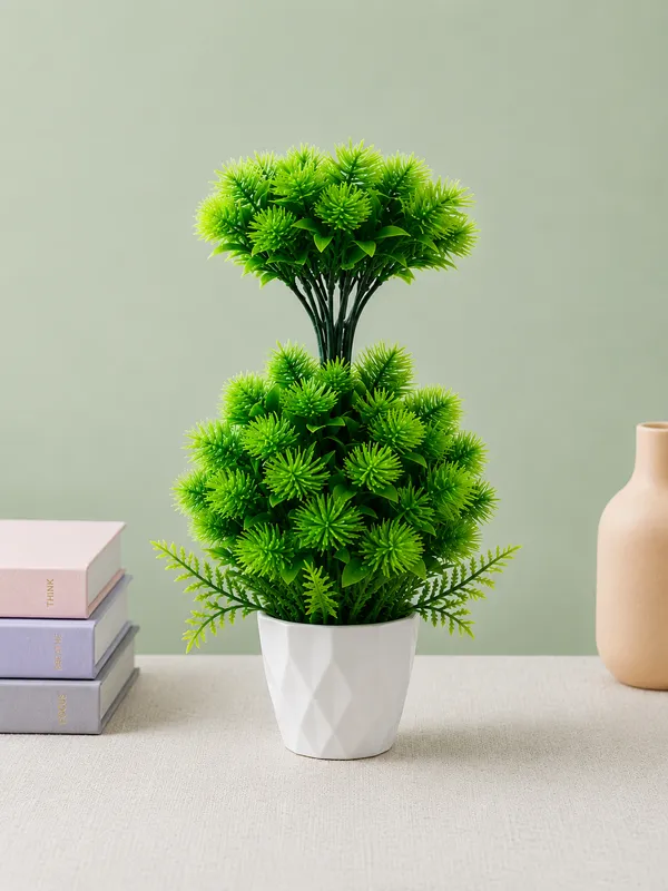 Plastic_Decor_Green_White_Topiary_Potted_Artificial_Plant