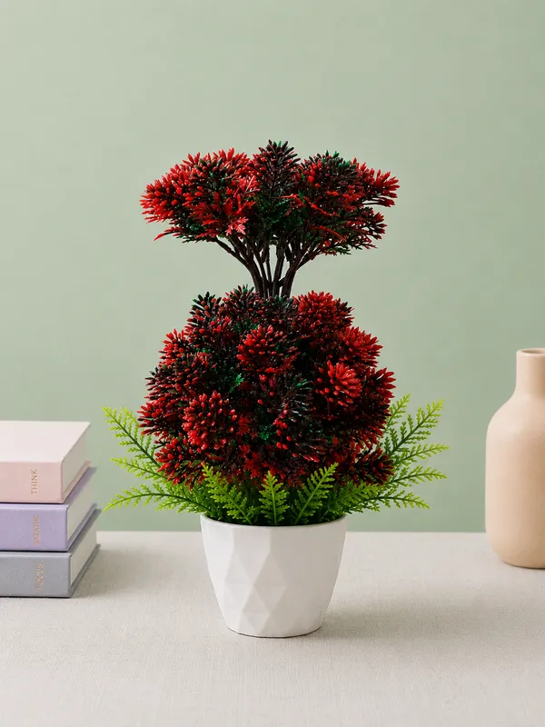 Plastic_Decor_Red_Green_Topiary_Potted_Artificial_Plant