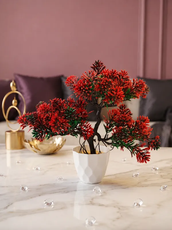 Plastic_Decor_Red_Green_Bonsai_Artificial_Plant_With_Pot_Pack_Of_2