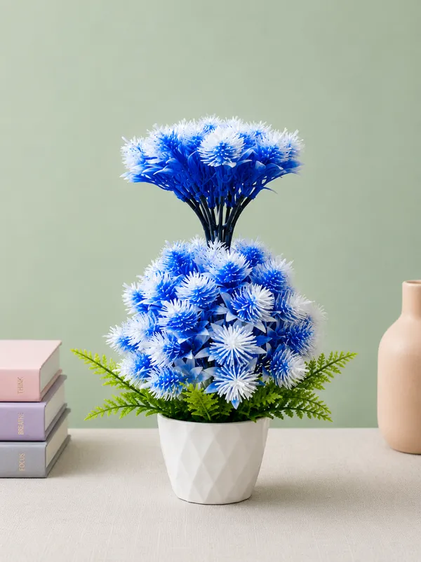 Plastic_Decor_Blue_White_Floral_Potted_Artificial_Plant