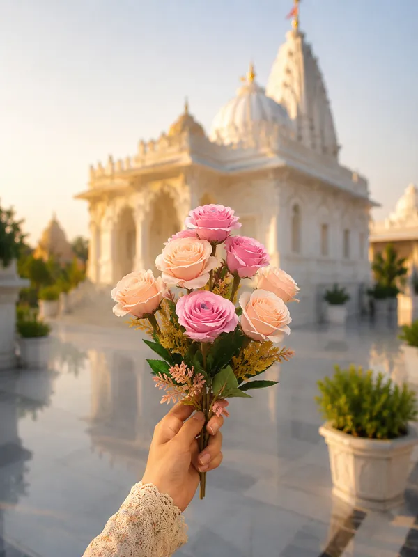 Plastic_Decor_Pink_Peach_Rose_Artificial_Flower_Bouquet_Pack_Of_2