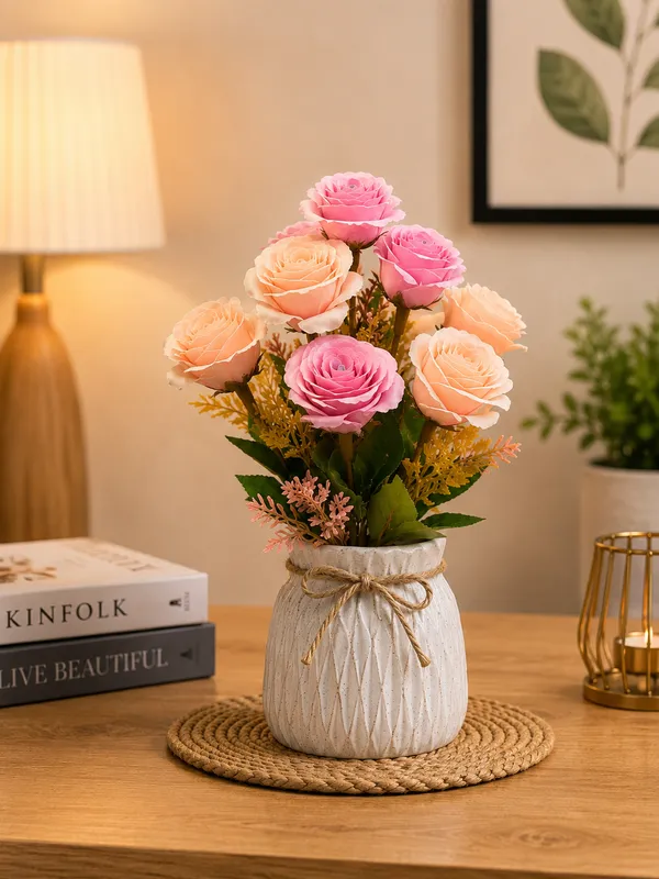 Plastic_Decor_Pink_Peach_Rose_Artificial_Flower_Bouquet_Pack_Of_2