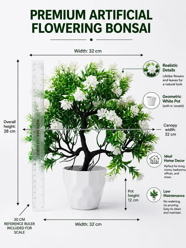 Plastic_Decor_White_Green_Foliage_Artificial_Plant_With_Pot_Pack_Of_2
