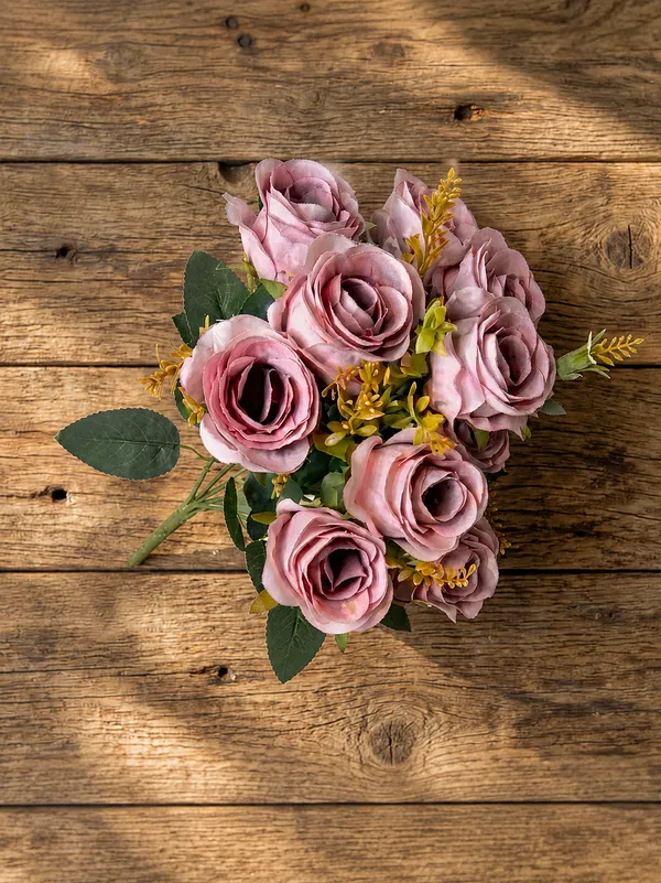 Plastic_Decor_Pink_Rose_Artificial_Flower_Bouquet