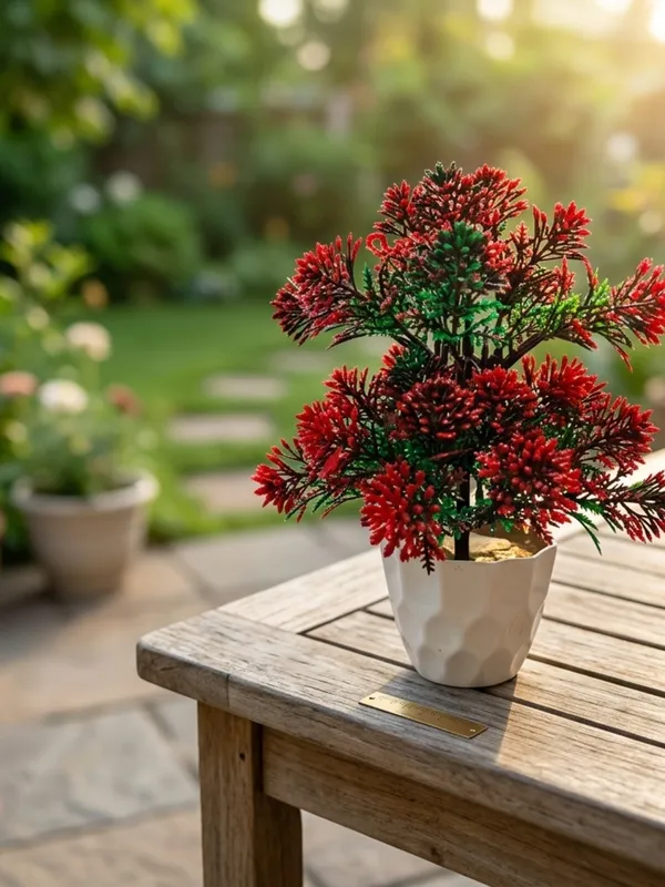 Plastic_Decor_Red_Green_Foliage_Artificial_Plant_With_Pot_Pack_Of_2
