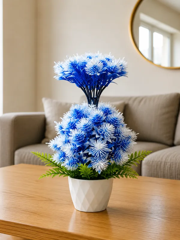 Plastic_Decor_Blue_White_Floral_Potted_Artificial_Plant